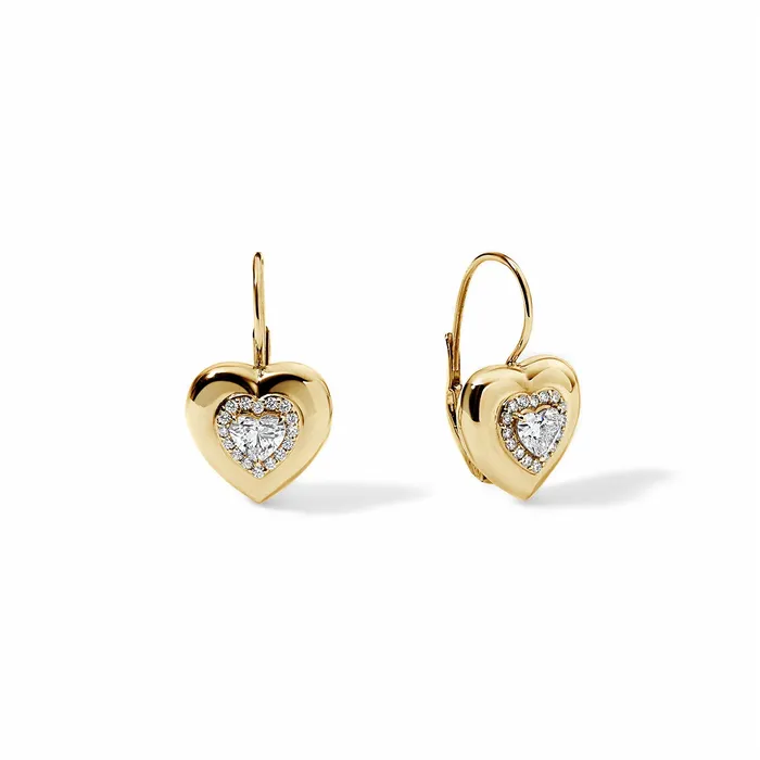 Earrings SG Fine Mini Diamond Heart Button Wire Earrings