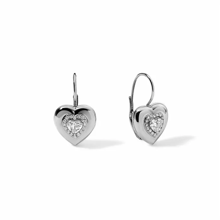 Earrings SG Fine Mini Diamond Heart Button Wire Earrings