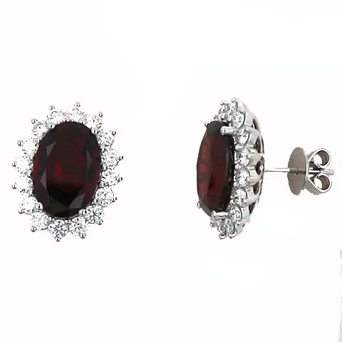 Earrings Shop IDC estore Garnet and Diamond Fashion Stud Earrings