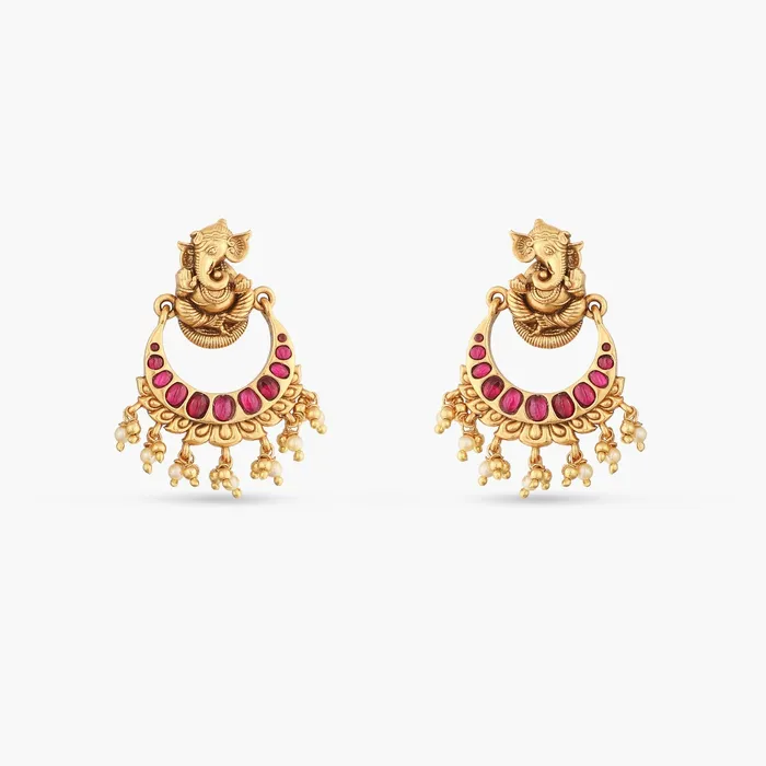 Earrings SILVER Abiya Nakshi Temple Silver Chaandbali Earrings