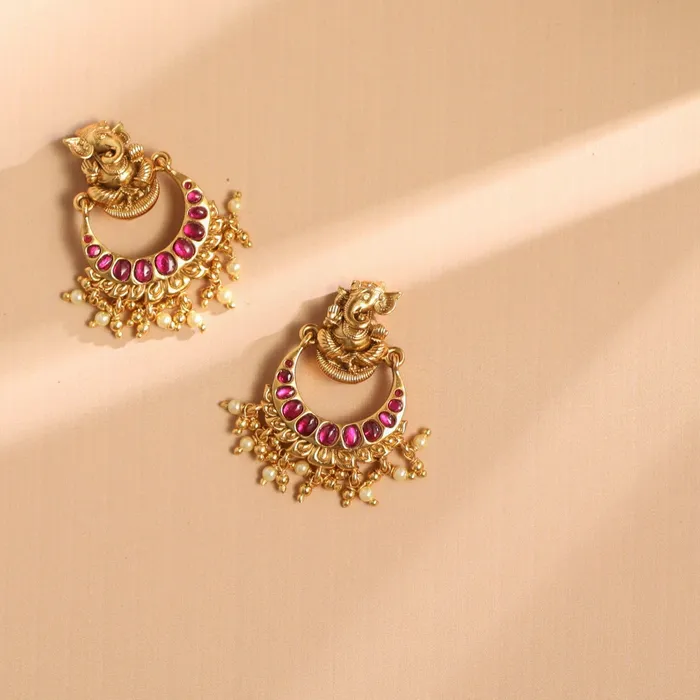 Earrings SILVER Abiya Nakshi Temple Silver Chaandbali Earrings