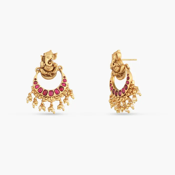 Earrings SILVER Abiya Nakshi Temple Silver Chaandbali Earrings