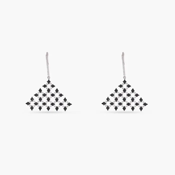 Earrings SILVER Monochrome Play CZ Silver Triangular Drop Earrings