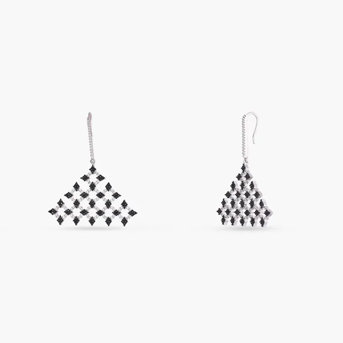Earrings SILVER Monochrome Play CZ Silver Triangular Drop Earrings