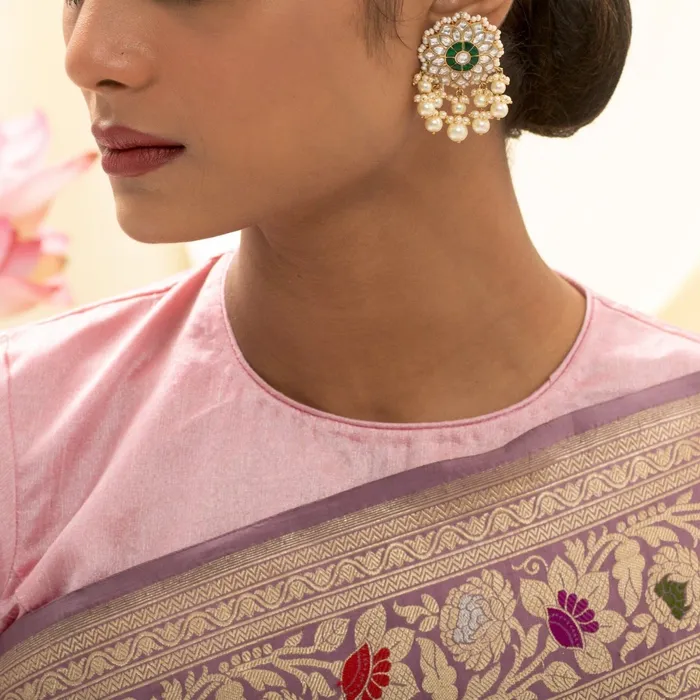 Earrings SILVER Mukta Jadau Silver Earrings