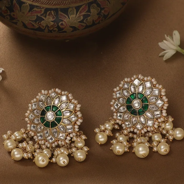 Earrings SILVER Mukta Jadau Silver Earrings