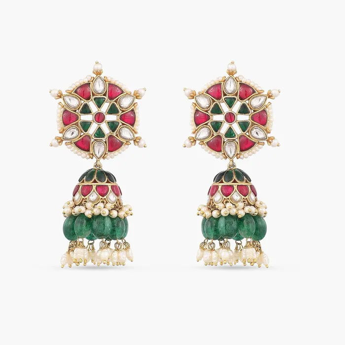 Earrings SILVER Yutika Jadau Silver Jhumki Earrings