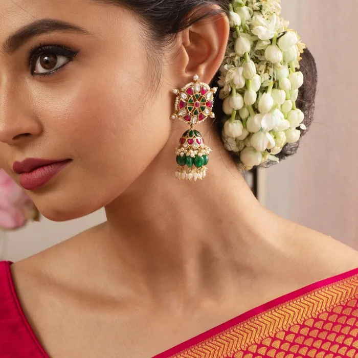 Earrings SILVER Yutika Jadau Silver Jhumki Earrings