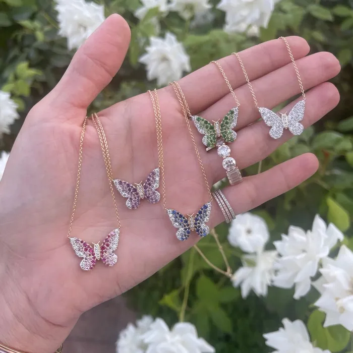Eriness Jewelry Necklaces Ombre Butterfly Necklace