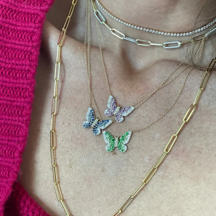 Eriness Jewelry Necklaces Ombre Butterfly Necklace