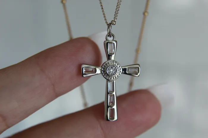 Eternal Cross Necklace in Silver Tone The Little Catholic Necklaces