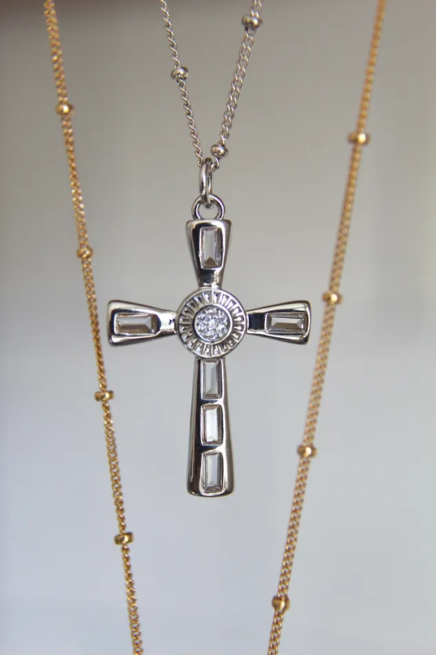 Eternal Cross Necklace in Silver Tone The Little Catholic Necklaces