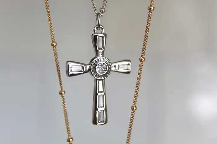 Eternal Cross Necklace in Silver Tone The Little Catholic Necklaces