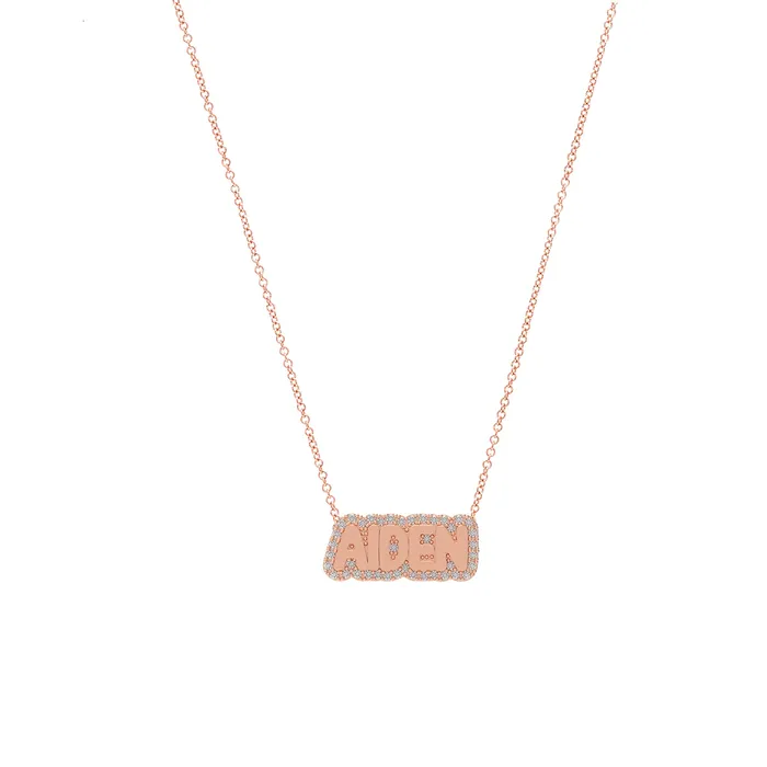 Extra Small Bubble with Pave Outline Necklace SG Fine Necklaces
