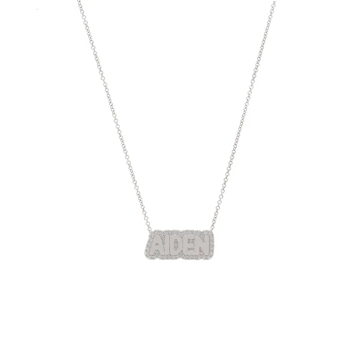 Extra Small Bubble with Pave Outline Necklace SG Fine Necklaces