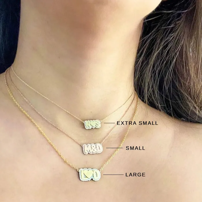 Extra Small Bubble with Pave Outline Necklace SG Fine Necklaces