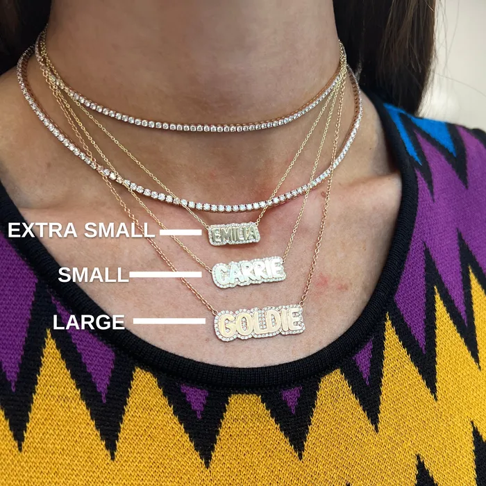 Extra Small Bubble with Pave Outline Necklace SG Fine Necklaces