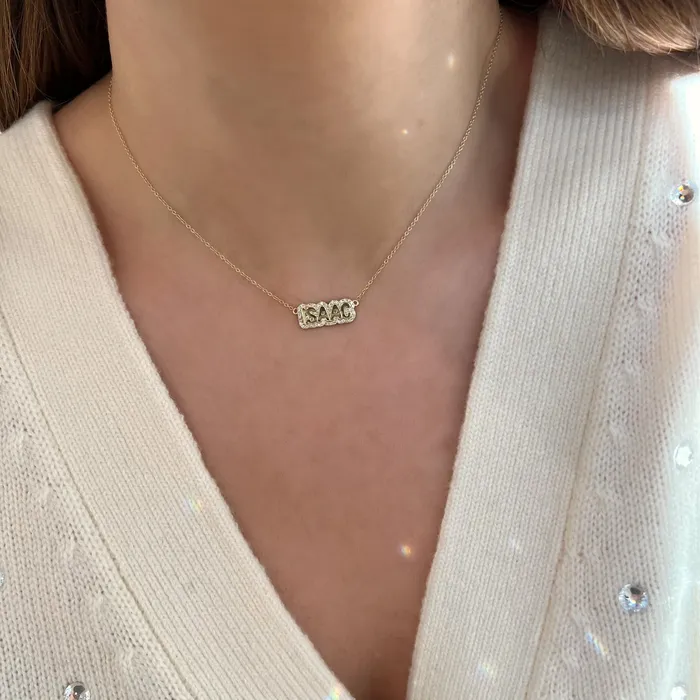 Extra Small Bubble with Pave Outline Necklace SG Fine Necklaces