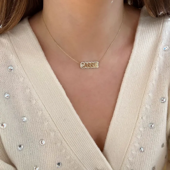 Extra Small Bubble with Pave Outline Necklace SG Fine Necklaces