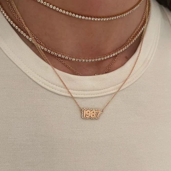 Extra Small Bubble with Pave Outline Necklace SG Fine Necklaces