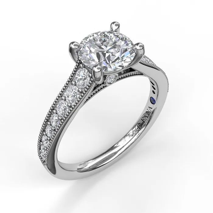 FANA Classic Diamond Engagement Ring Setting with Detailed Milgrain Band International Diamond Center Rings FANA Classic Diamond Engagement Ring Setting with Detailed Milgrain Band International Diamond Center Rings