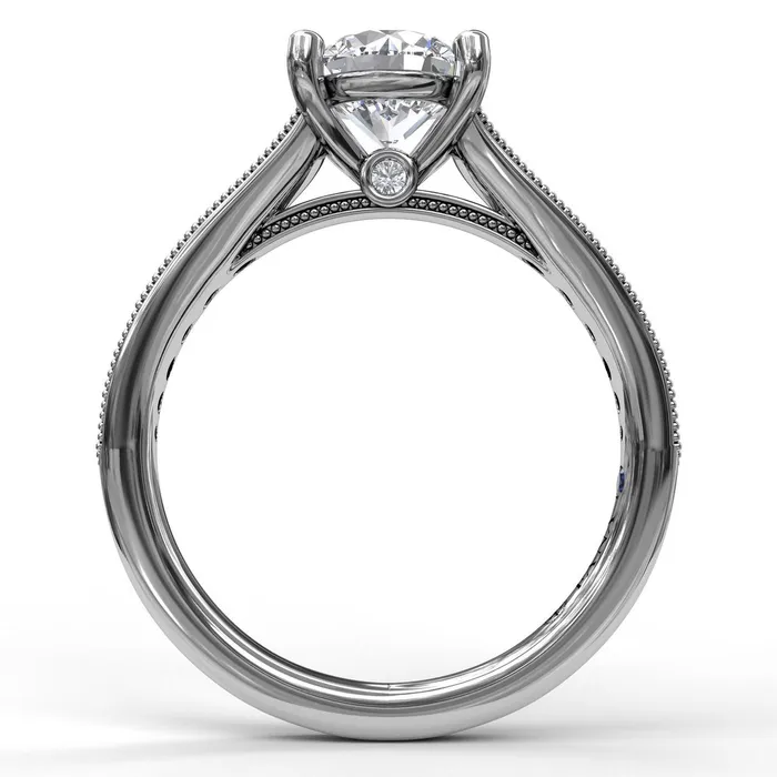 FANA Classic Diamond Engagement Ring Setting with Detailed Milgrain Band International Diamond Center Rings