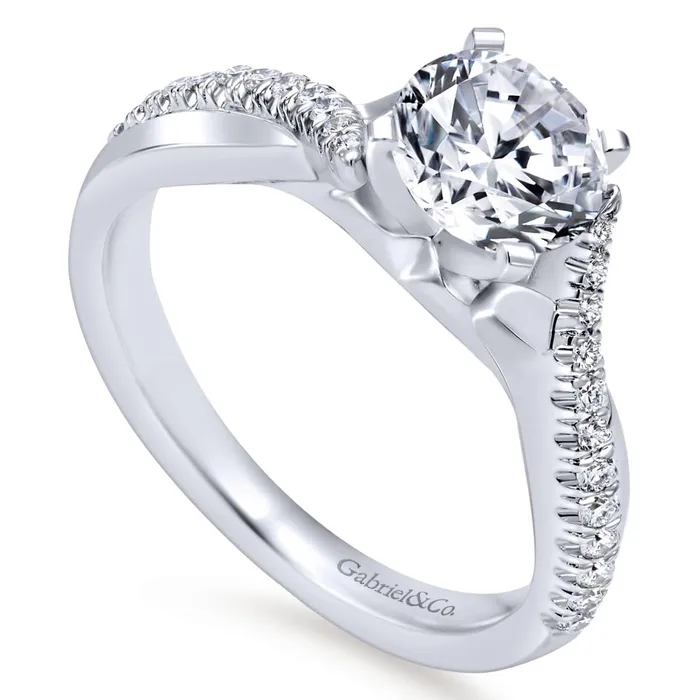 Gabriel Bridal Collection White Gold Diamond Diamond Accent Criss Cross Engagement Ring with Cathedral Setting 019 ctw International Diamond Center Rings Gabriel Bridal Collection White Gold Diamond Diamond Accent Criss Cross Engagement Ring with Cathedral Setting 019 ctw International Diamond Center Rings