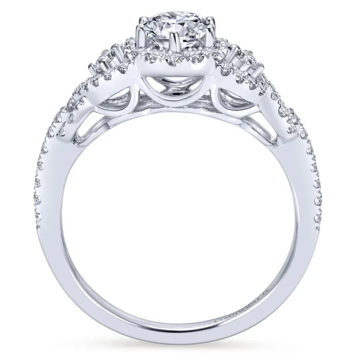 Gabriel Bridal Collection White Gold Diamond Halo Slight Twisted Shank Engagement Ring 044 ctw International Diamond Center Rings Gabriel Bridal Collection White Gold Diamond Halo Slight Twisted Shank Engagement Ring 044 ctw International Diamond Center Rings