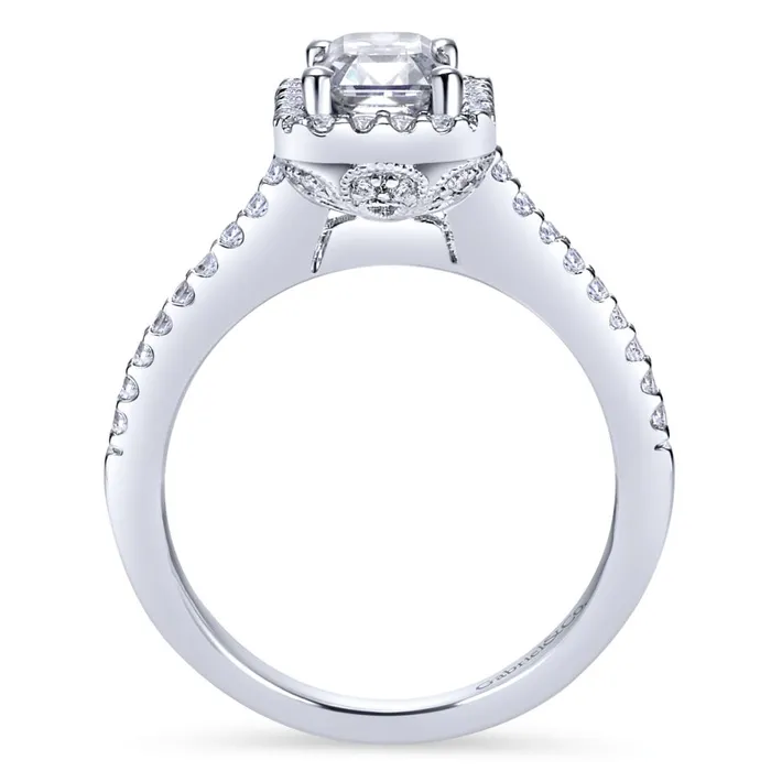Gabriel Bridal Collection White Gold Emerald Cut Diamond Halo Engagement Ring with Diamond Accent Shank 028 ctw International Diamond Center Rings Gabriel Bridal Collection White Gold Emerald Cut Diamond Halo Engagement Ring with Diamond Accent Shank 028 ctw International Diamond Center Rings