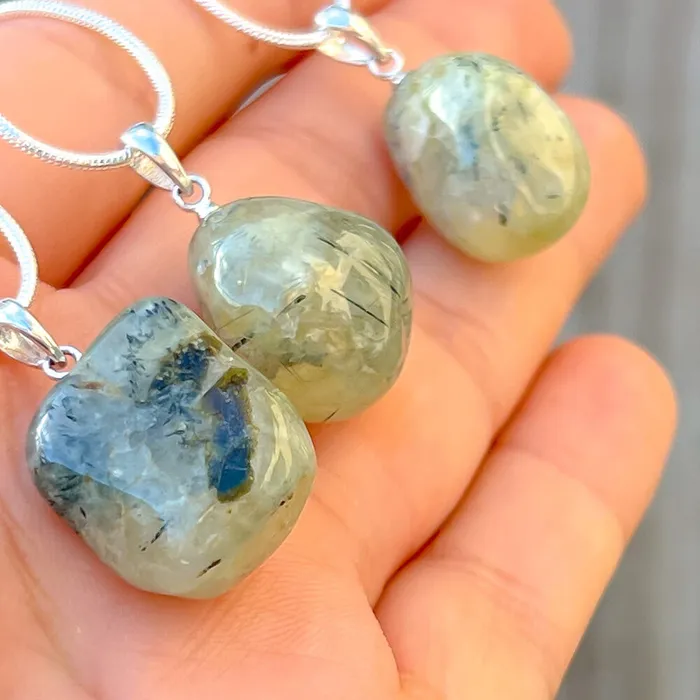 Genuine Grade A Prehnite Tumbled Stone Necklace Magic Crystals Necklaces
