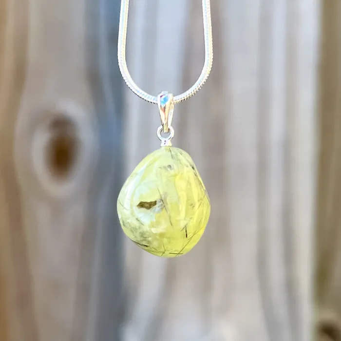 Genuine Grade A Prehnite Tumbled Stone Necklace Magic Crystals Necklaces