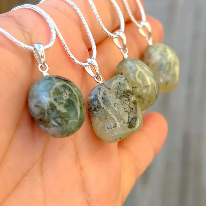 Genuine Grade A Prehnite Tumbled Stone Necklace Magic Crystals Necklaces