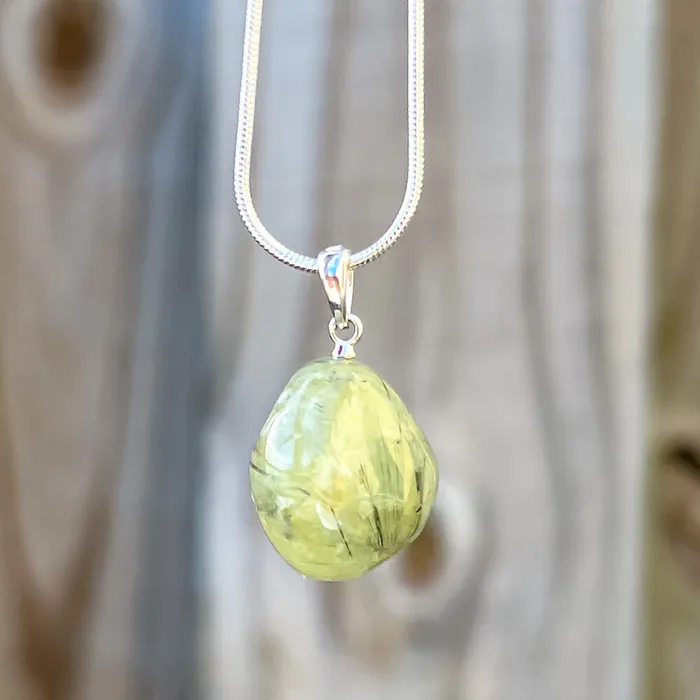 Genuine Grade A Prehnite Tumbled Stone Necklace Magic Crystals Necklaces