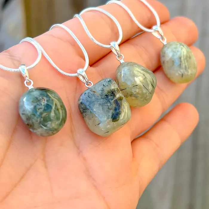 Genuine Grade A Prehnite Tumbled Stone Necklace Magic Crystals Necklaces