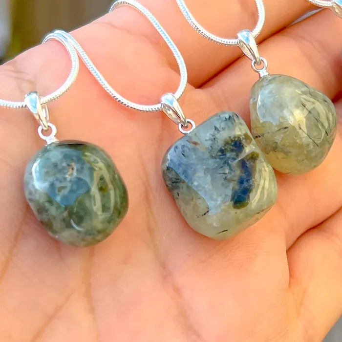 Genuine Grade A Prehnite Tumbled Stone Necklace Magic Crystals Necklaces