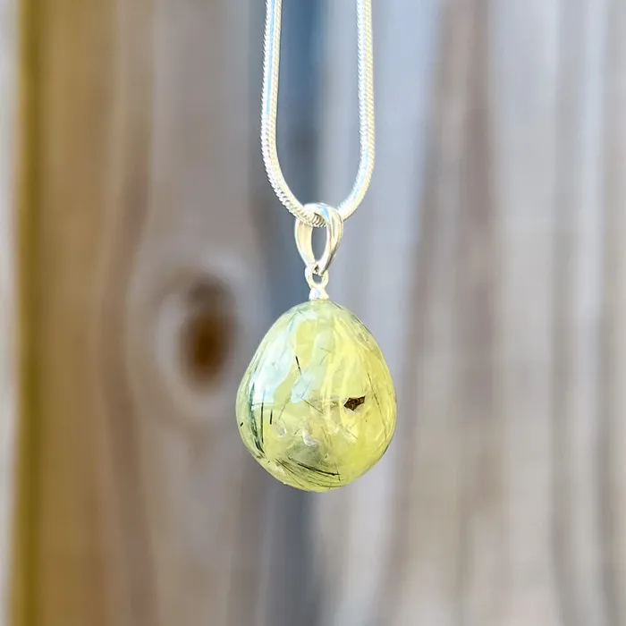 Genuine Grade A Prehnite Tumbled Stone Necklace Magic Crystals Necklaces
