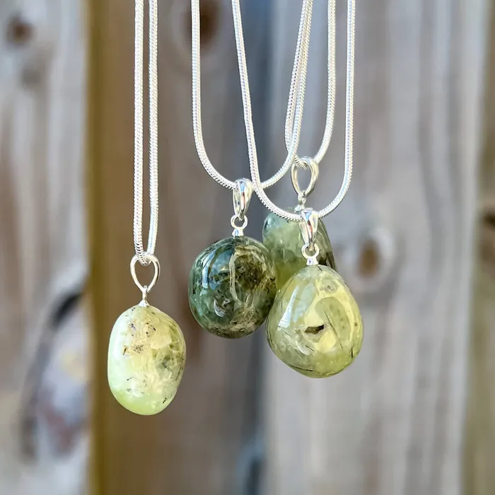 Genuine Grade A Prehnite Tumbled Stone Necklace Magic Crystals Necklaces
