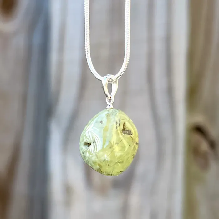 Genuine Grade A Prehnite Tumbled Stone Necklace Magic Crystals Necklaces
