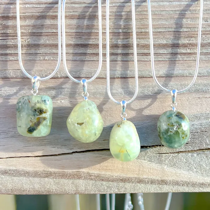 Genuine Grade A Prehnite Tumbled Stone Necklace Magic Crystals Necklaces