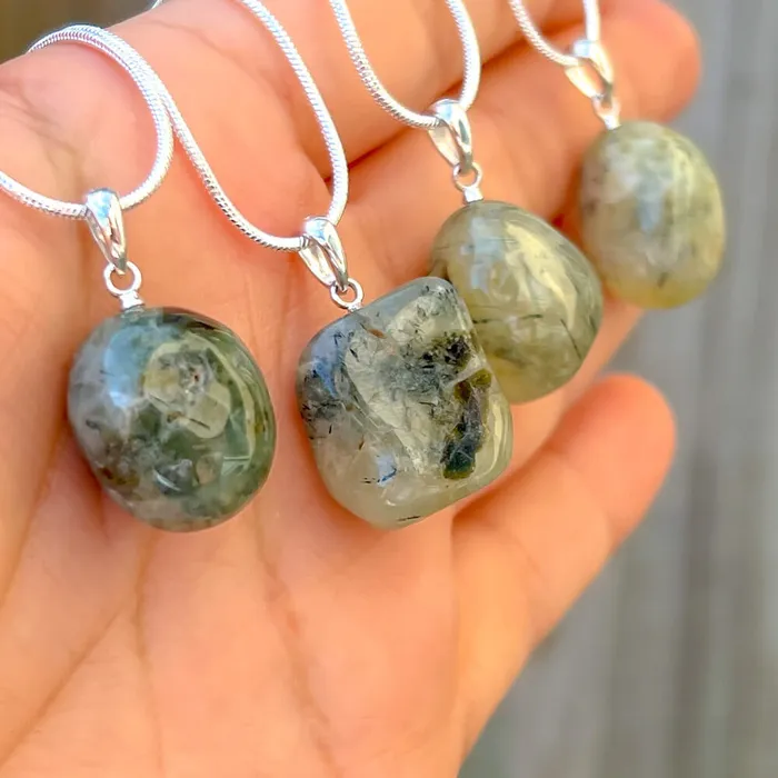 Genuine Grade A Prehnite Tumbled Stone Necklace Magic Crystals Necklaces