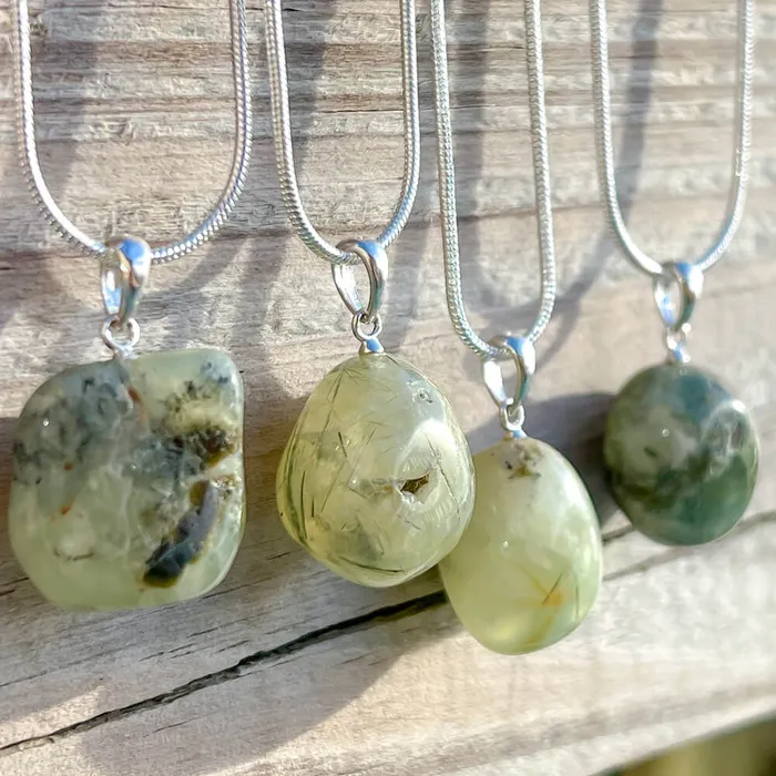 Genuine Grade A Prehnite Tumbled Stone Necklace Magic Crystals Necklaces