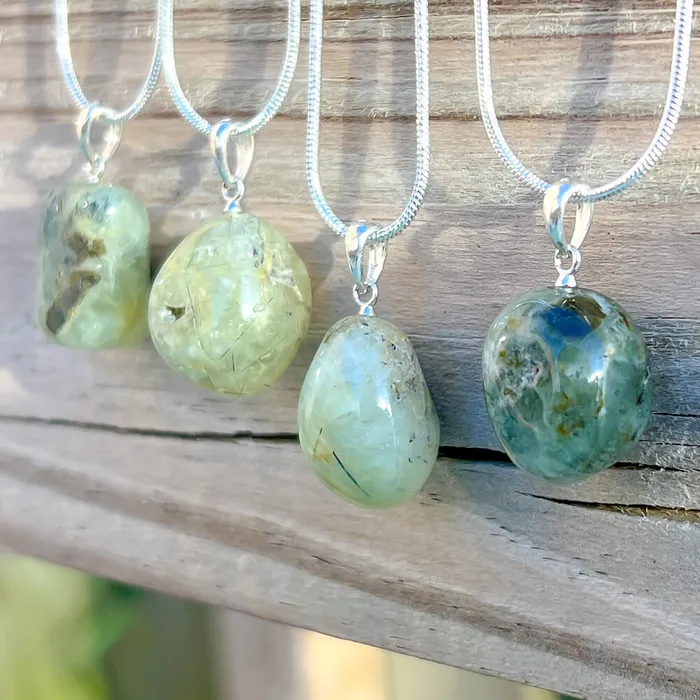 Genuine Grade A Prehnite Tumbled Stone Necklace Magic Crystals Necklaces