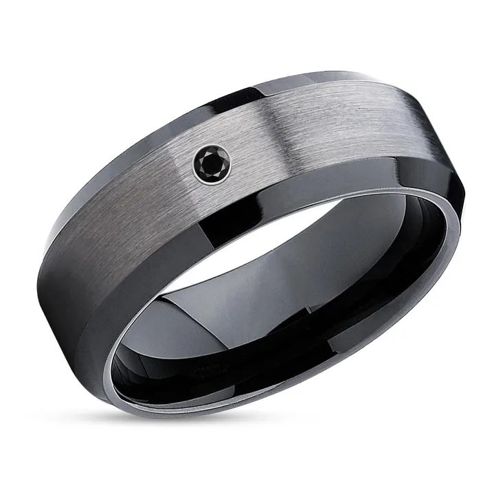 Gunmetal Wedding Ring Black Diamond Wedding Ring Black Tungsten Ring Band Clean Casting Jewelry Rings