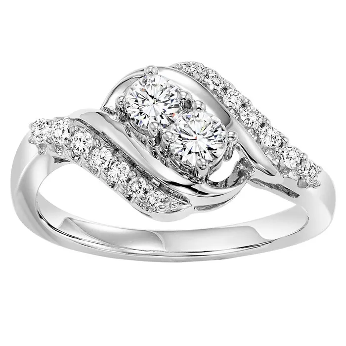 International Diamond Center 14K Diamond Two Stone Ring 050 CTW Rings