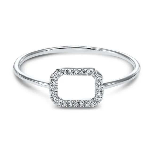 International Diamond Center 14k White Gold Rectangle Diamond Ring Rings