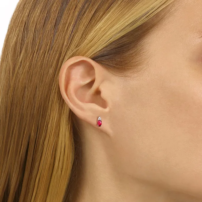 International Diamond Center Earrings 10K White Gold Ruby Earrings 110 ctw