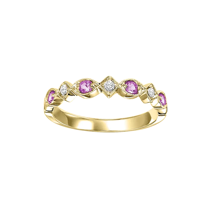 International Diamond Center Rings 10K Yellow Gold Mix Prong Pink Sapphire Band 120CT International Diamond Center Rings 10K Yellow Gold Mix Prong Pink Sapphire Band 120CT