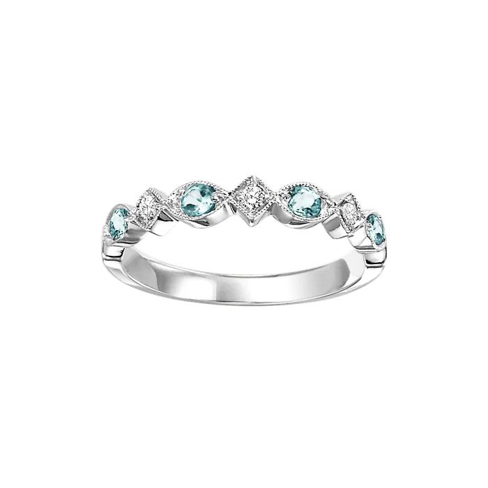 International Diamond Center Rings 14K White Gold Mix Prong Blue Topaz Band 125CT International Diamond Center Rings 14K White Gold Mix Prong Blue Topaz Band 125CT