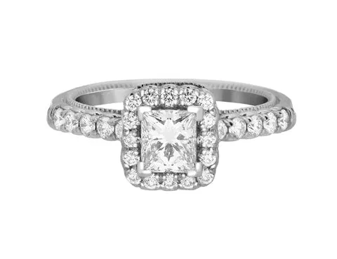 International Diamond Center Rings Complete Rings White Gold with 061 CTW Princess Diamond Diamond Center Stone Halo Engagement Ring International Diamond Center Rings Complete Rings White Gold with 061 CTW Princess Diamond Diamond Center Stone Halo Engagement Ring