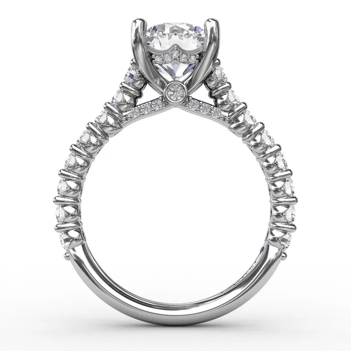International Diamond Center Rings FANA Contemporary Diamond Solitaire Engagement Ring Setting With Hidden Halo
